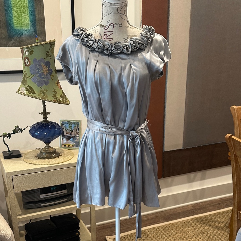 Sara Campbell Blue/Grey Satin Pantsuit